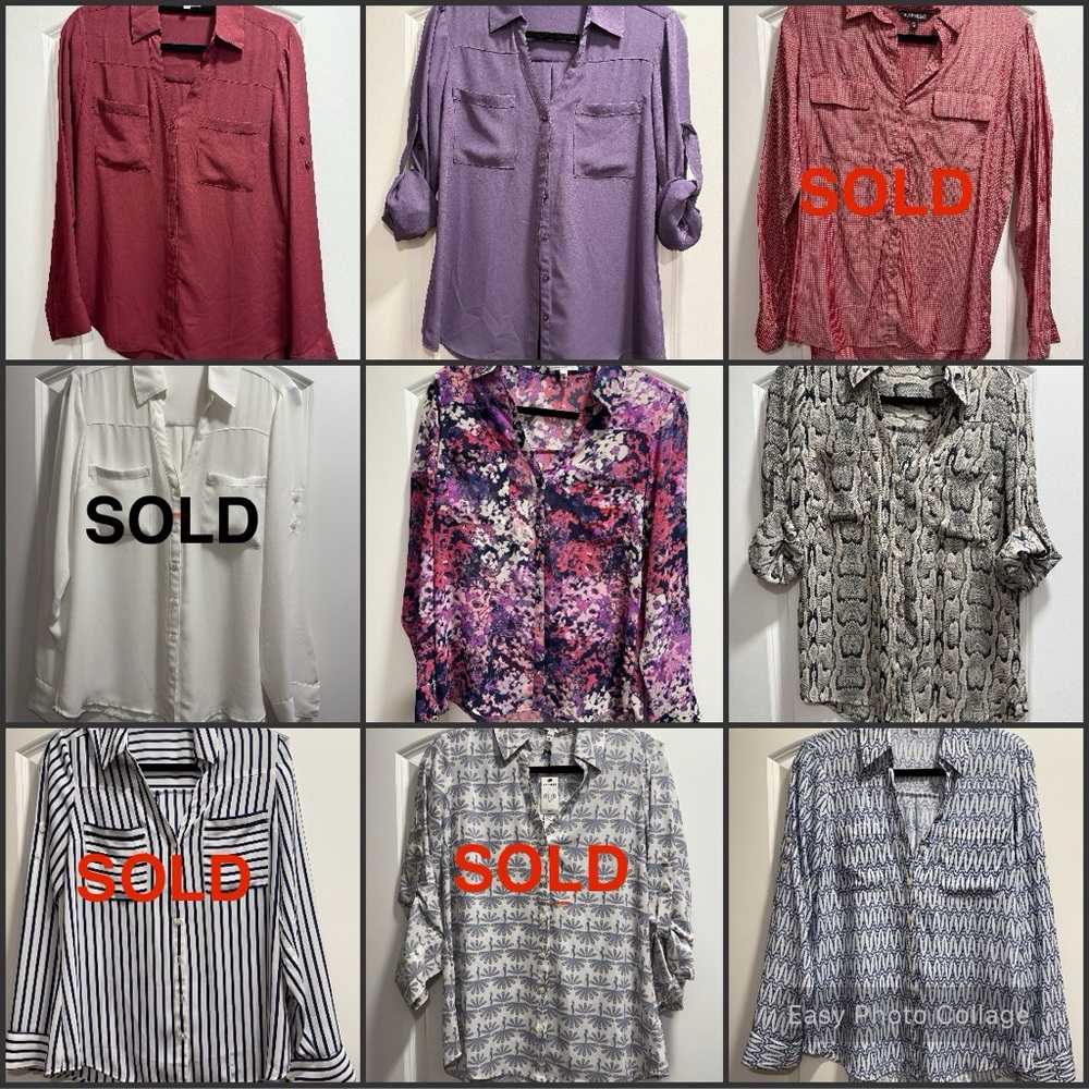 8 Express Women's Button Down “Portofino” Shirts